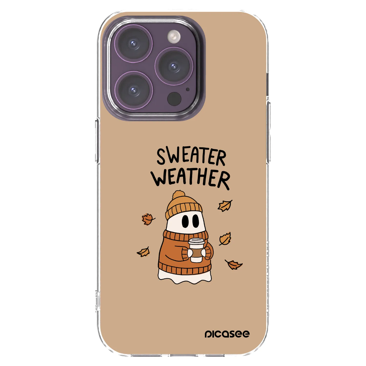 Picasee Apple iPhone 14 Pro Hülle - Transparentes Silikon - Sweater ghost
