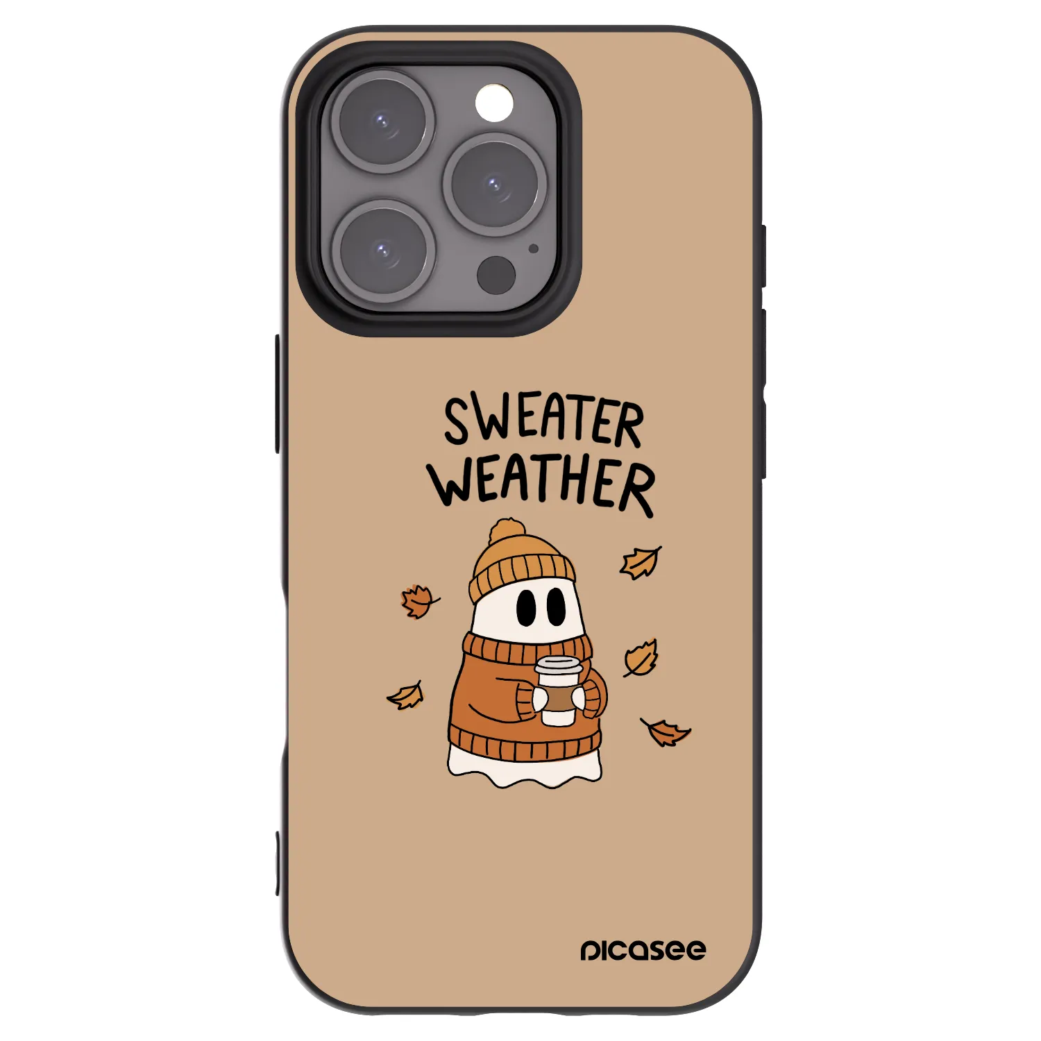 Picasee Apple iPhone 16 Pro Hülle - Schwarzes Silikon - Sweater ghost