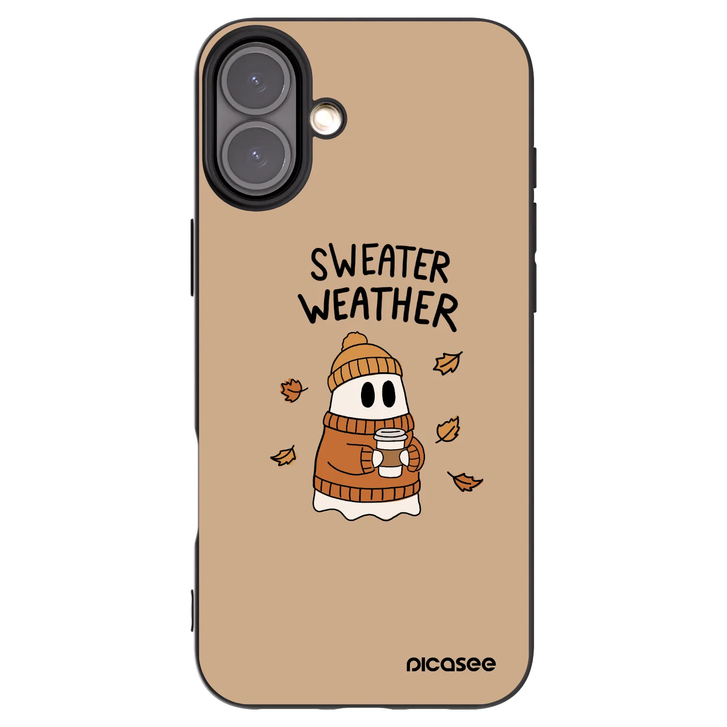 Picasee Apple iPhone 16 Plus Hülle - Schwarzes Silikon - Sweater ghost