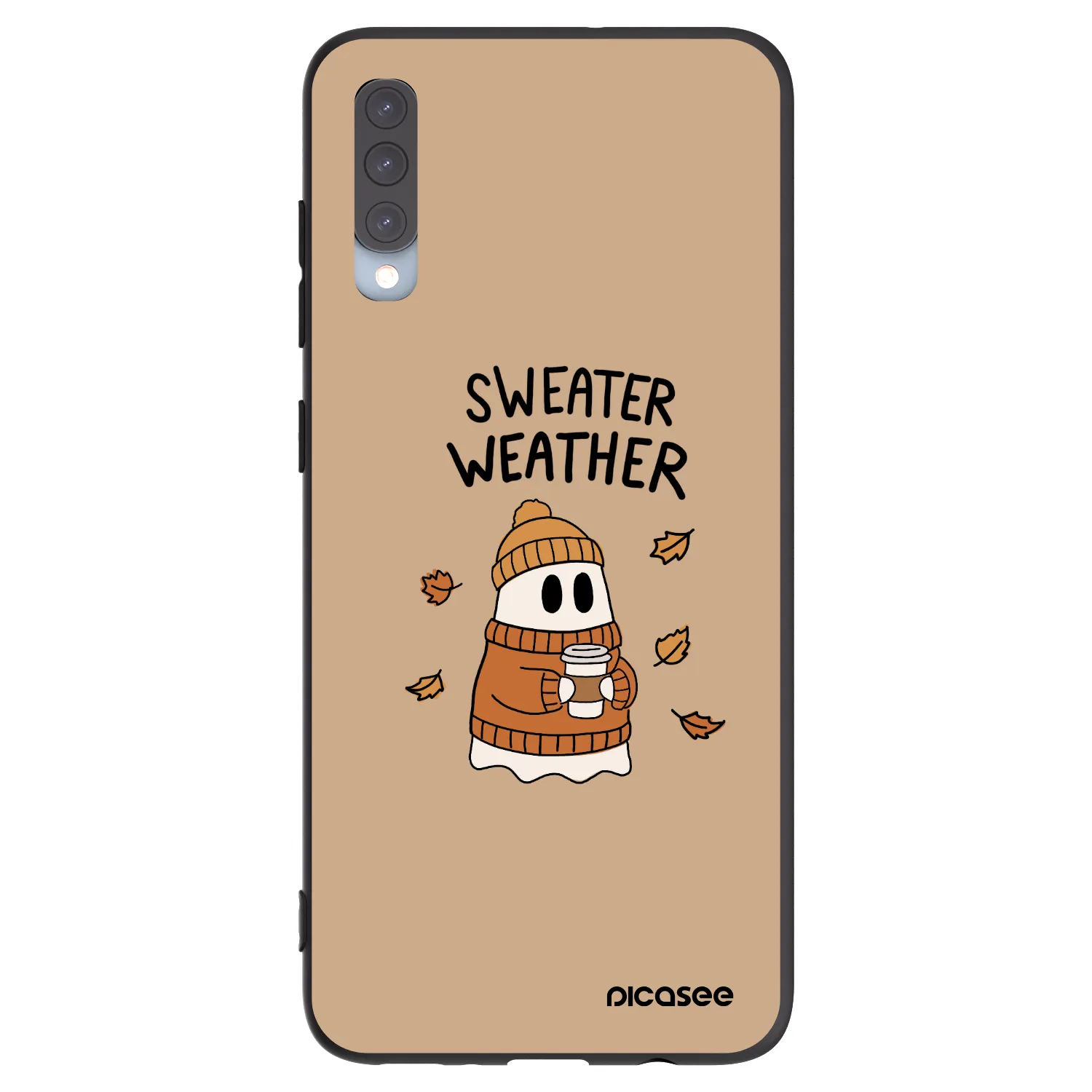 Picasee Samsung Galaxy A70 A705F Hülle - Schwarzes Silikon - Sweater ghost