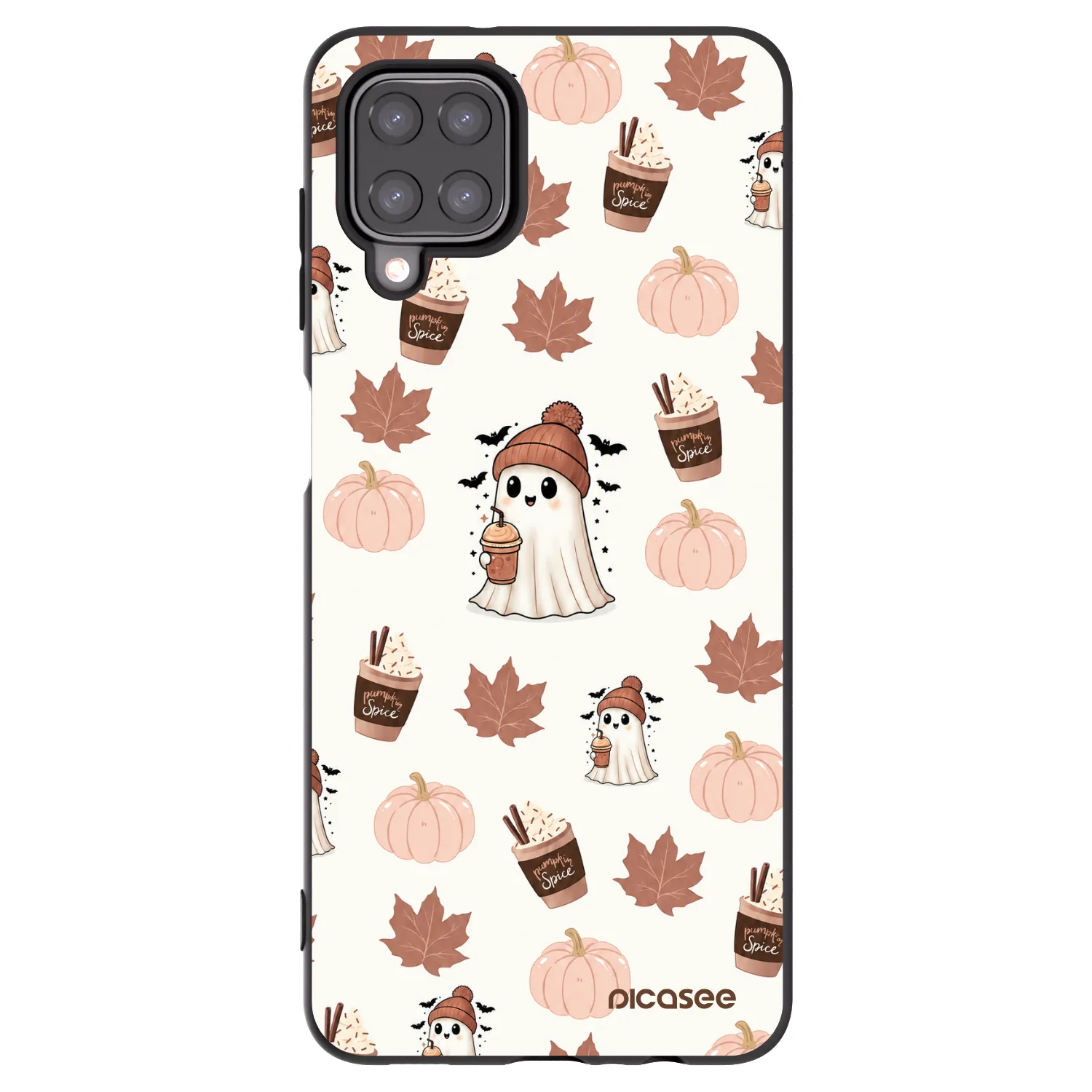 Picasee Samsung Galaxy A12 A125F Hülle - Schwarzes Silikon - Pumpkin spice