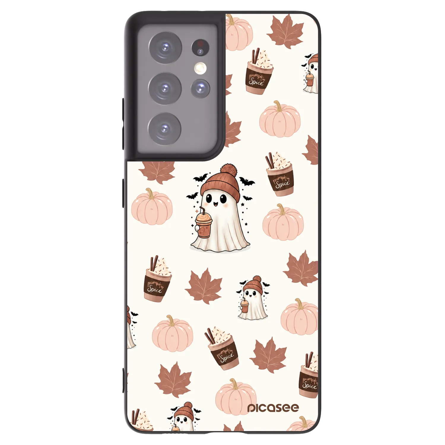 Picasee Samsung Galaxy S21 Ultra 5G G998B Hülle - Schwarzes Silikon - Pumpkin spice