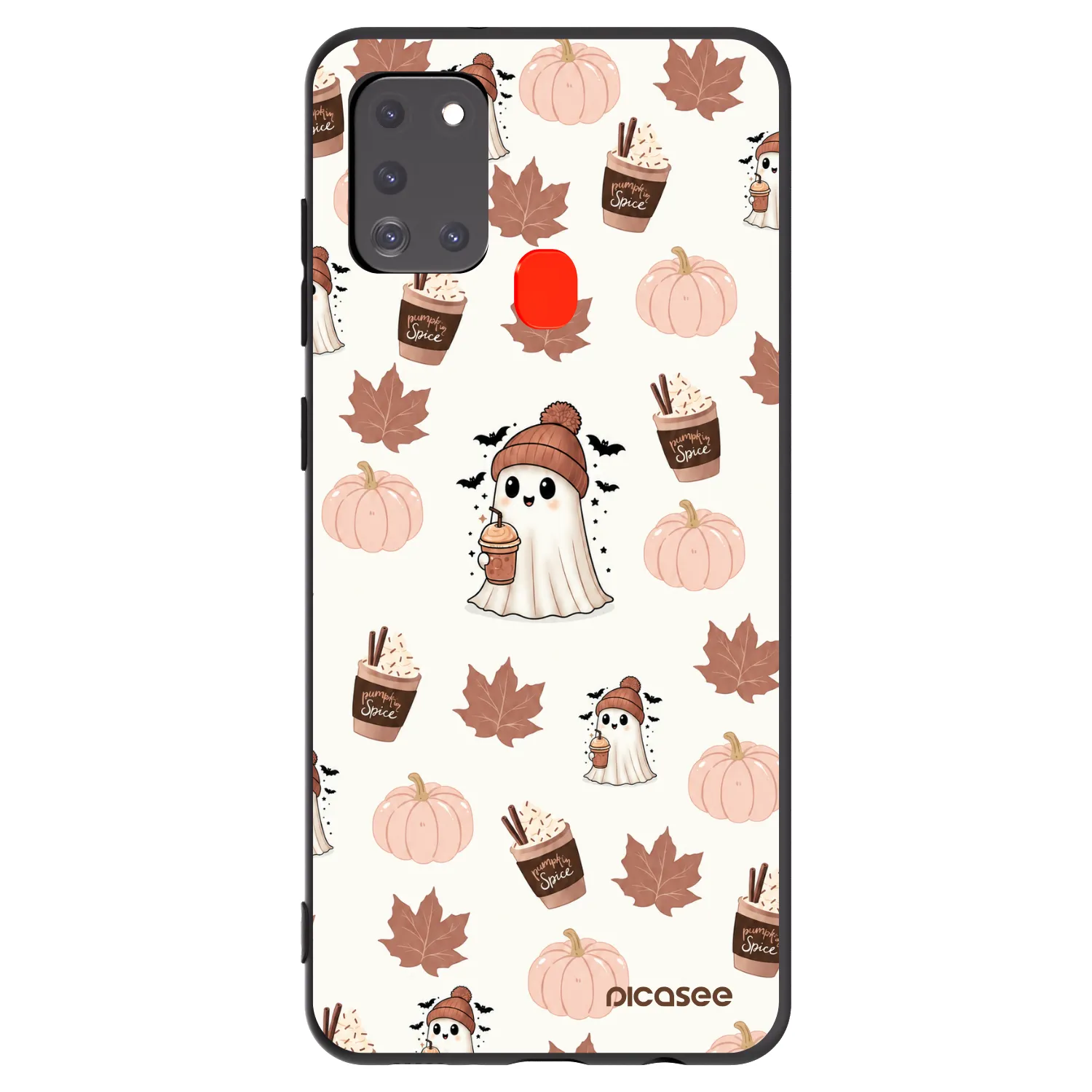 Picasee Samsung Galaxy A21s Hülle - Schwarzes Silikon - Pumpkin spice
