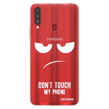 Picasee Samsung Galaxy A20s Hülle - Transparentes Silikon - Don't Touch My Phone