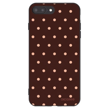 Picasee Apple iPhone 8 Plus Hülle - Schwarzes Silikon - Peach Dots & Chocolate