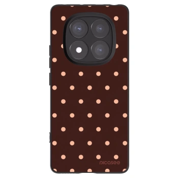Picasee Xiaomi Redmi Note 14 Pro 5G Hülle - Schwarzes Silikon - Peach Dots & Chocolate