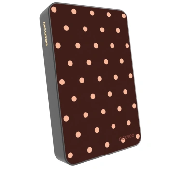 Picasee Powerbank mit MagSafe 10 000 mAh Grau - Peach Dots & Chocolate