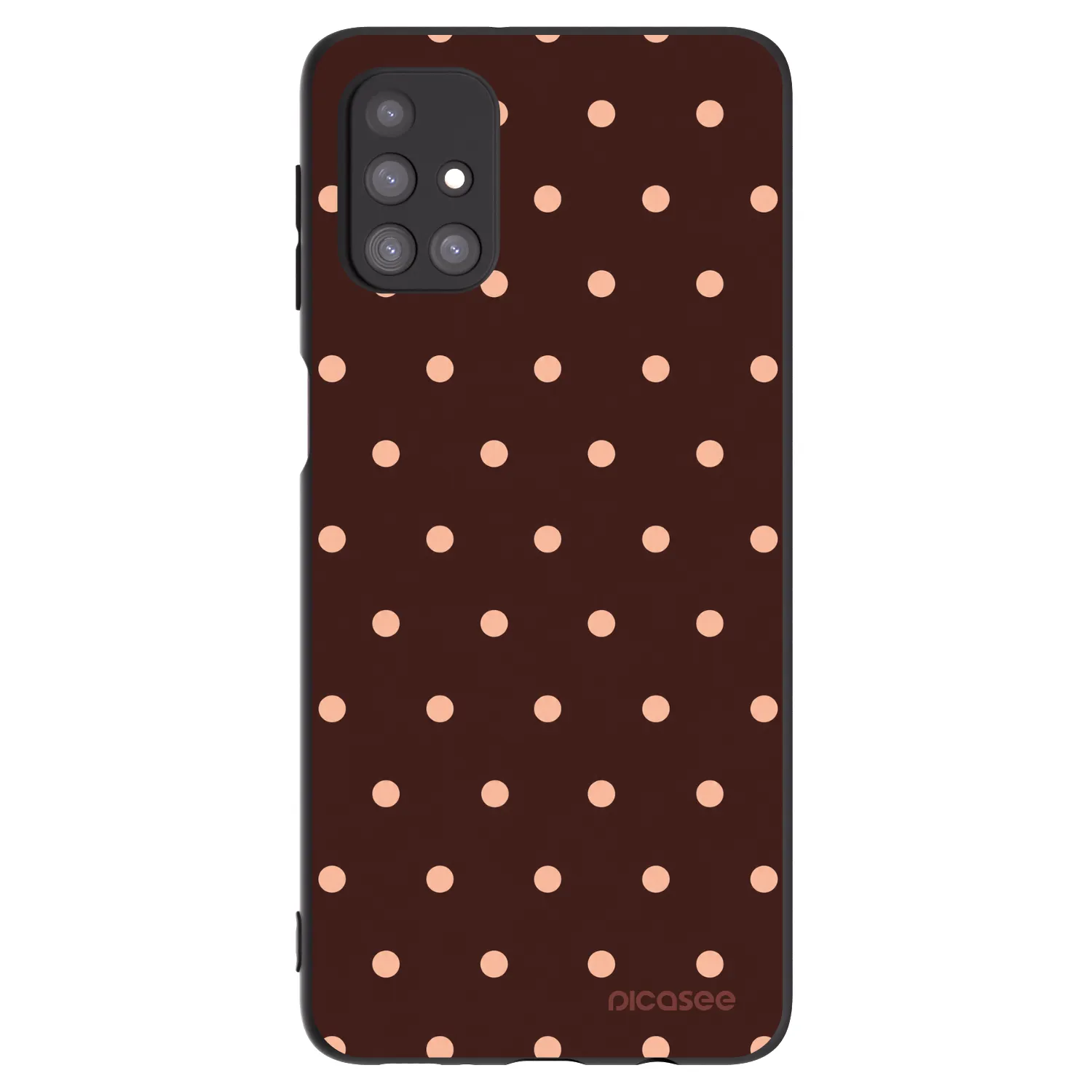 Picasee Samsung Galaxy M31s Hülle - Schwarzes Silikon - Peach Dots & Chocolate