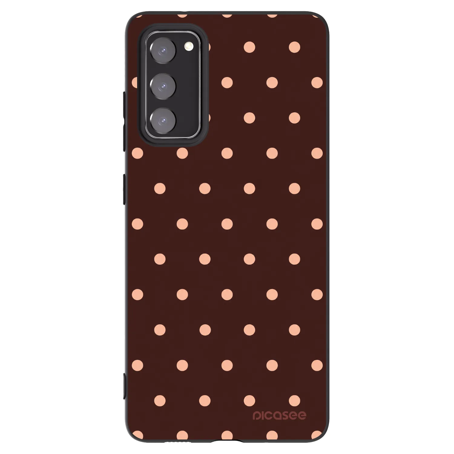 Picasee Samsung Galaxy S20 FE Hülle - Schwarzes Silikon - Peach Dots & Chocolate