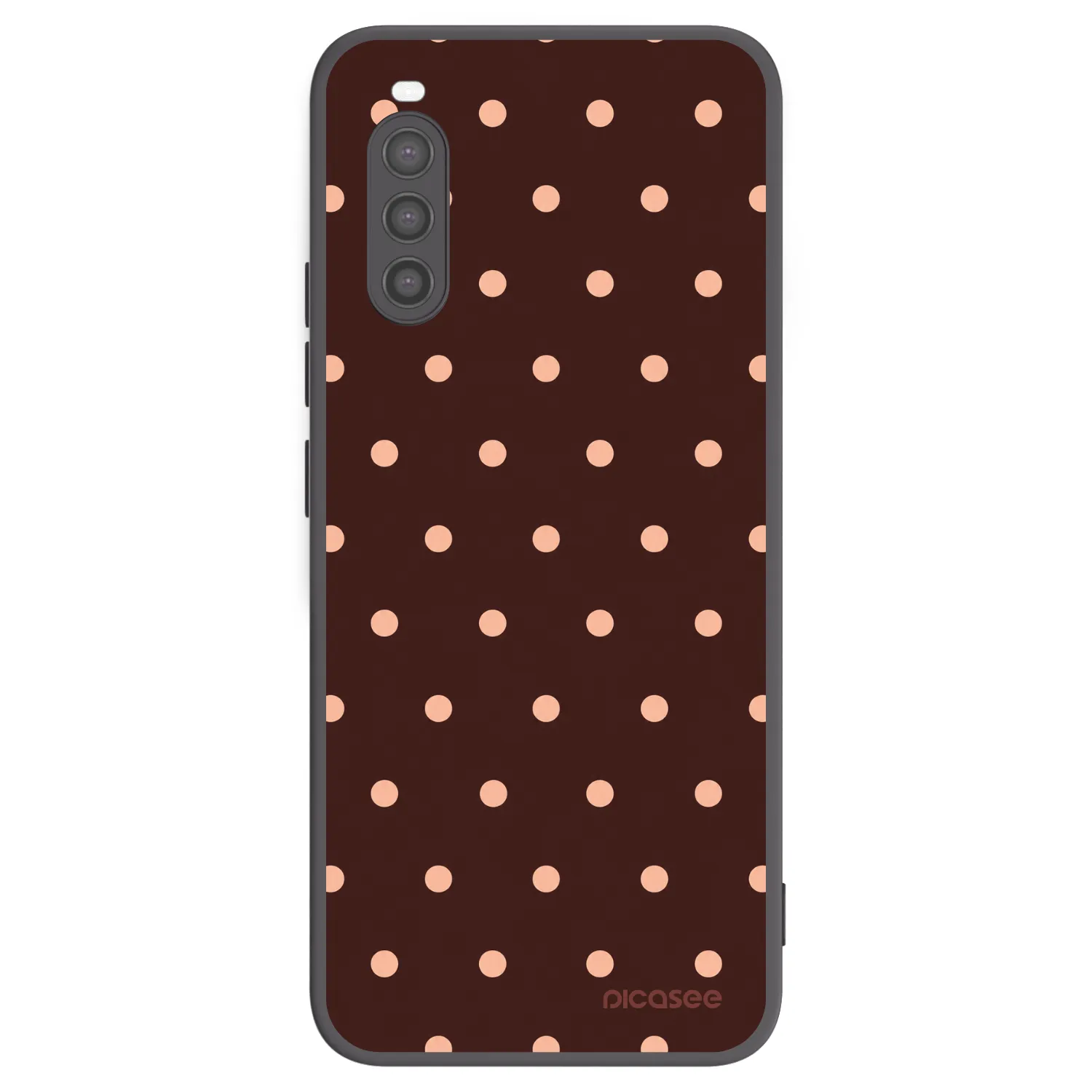 Picasee Sony Xperia 10 II Hülle - Schwarzes Silikon - Peach Dots & Chocolate