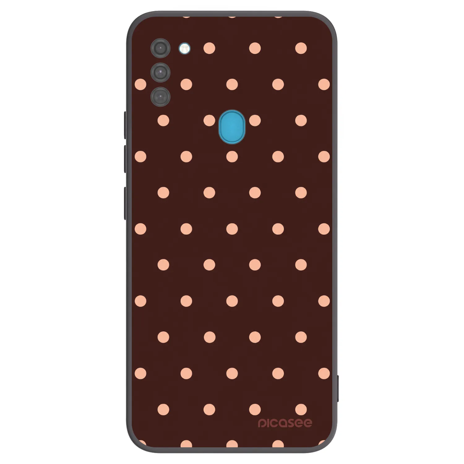 Picasee Samsung Galaxy M11 Hülle - Schwarzes Silikon - Peach Dots & Chocolate