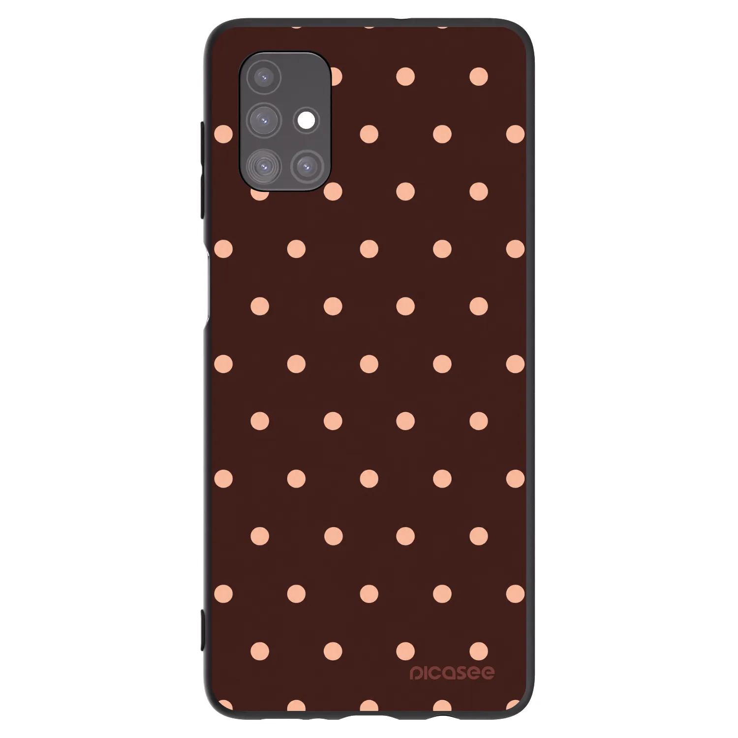 Picasee Samsung Galaxy M51 M515F Hülle - Schwarzes Silikon - Peach Dots & Chocolate