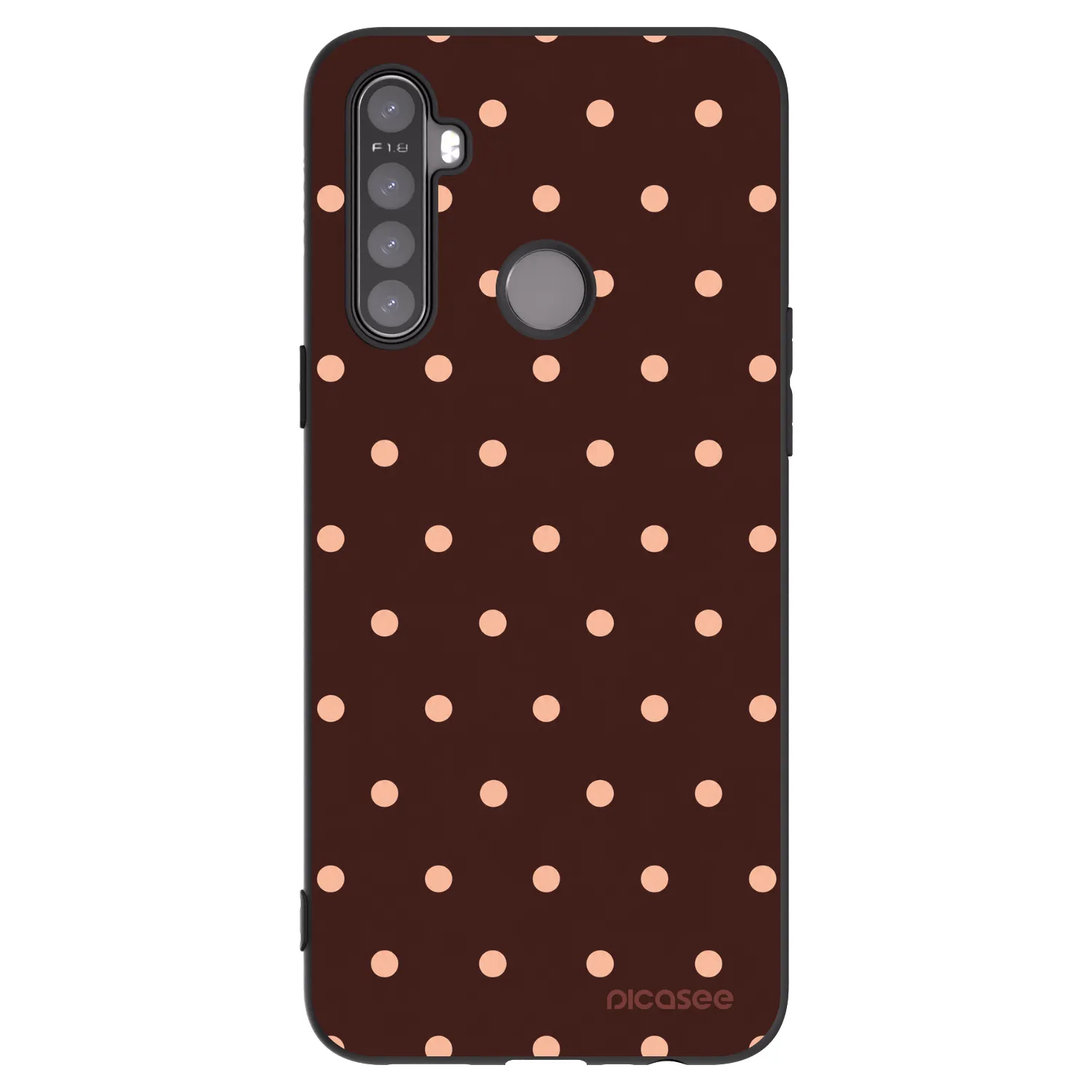 Picasee Realme 6i Hülle - Schwarzes Silikon - Peach Dots & Chocolate