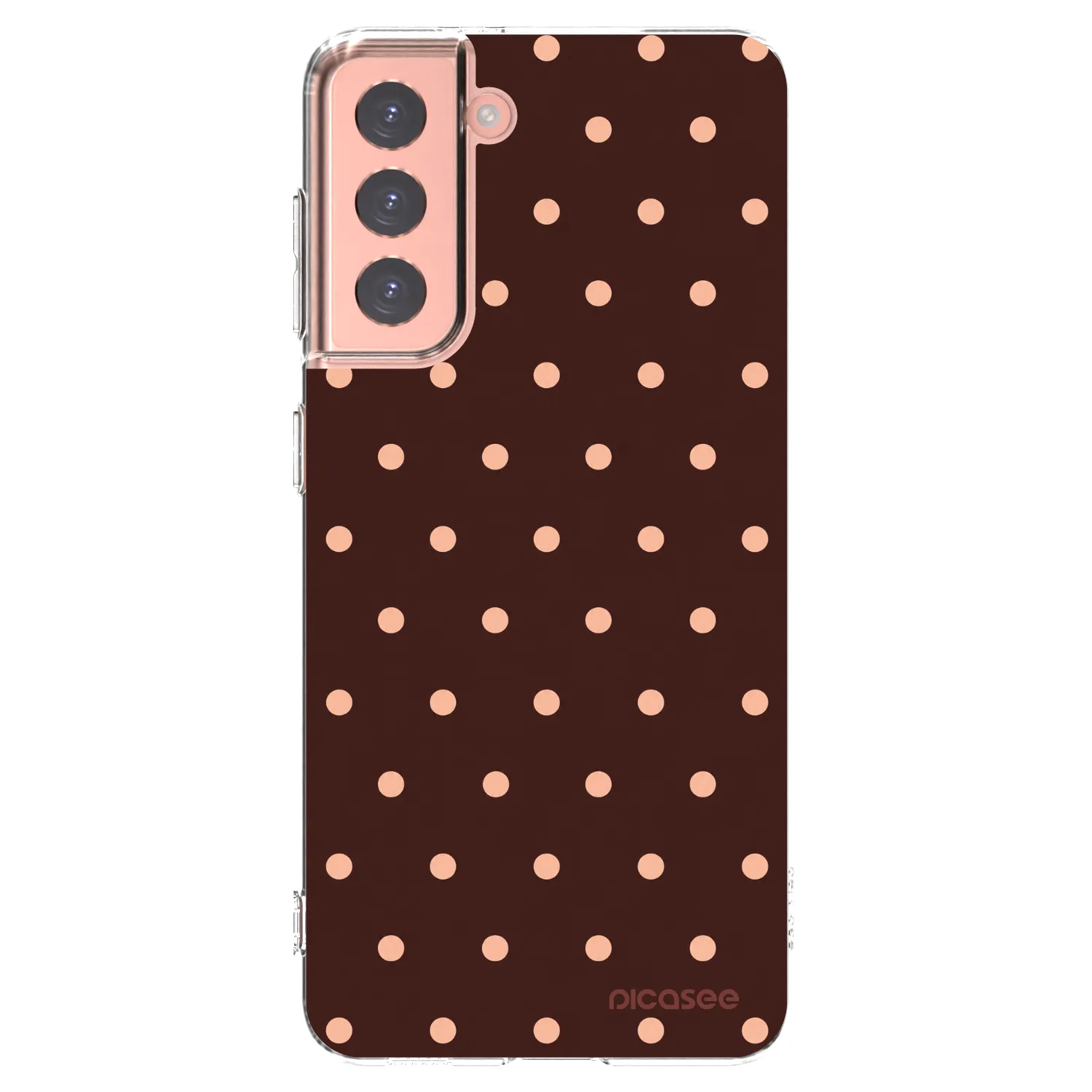 Picasee Samsung Galaxy S21 5G G991B Hülle - Transparentes Silikon - Peach Dots & Chocolate