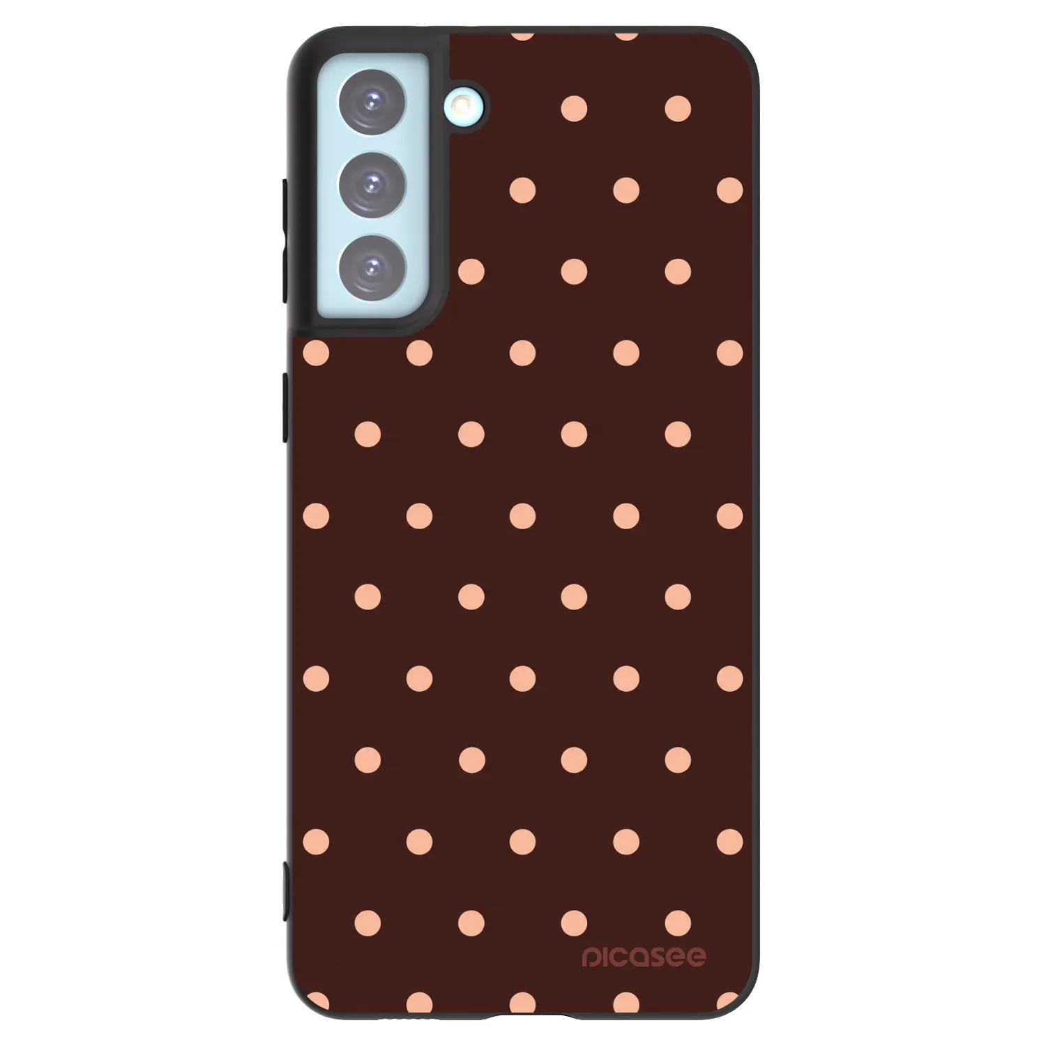 Picasee Samsung Galaxy S21+ 5G G996F Hülle - Schwarzes Silikon - Peach Dots & Chocolate