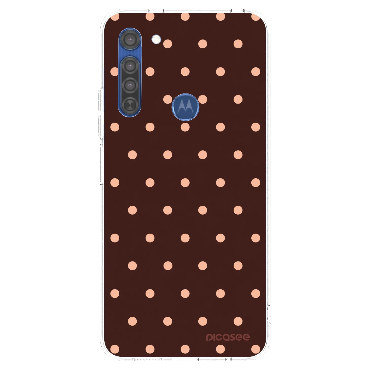 Picasee Motorola Moto G8 Hülle - Transparentes Silikon - Peach Dots & Chocolate