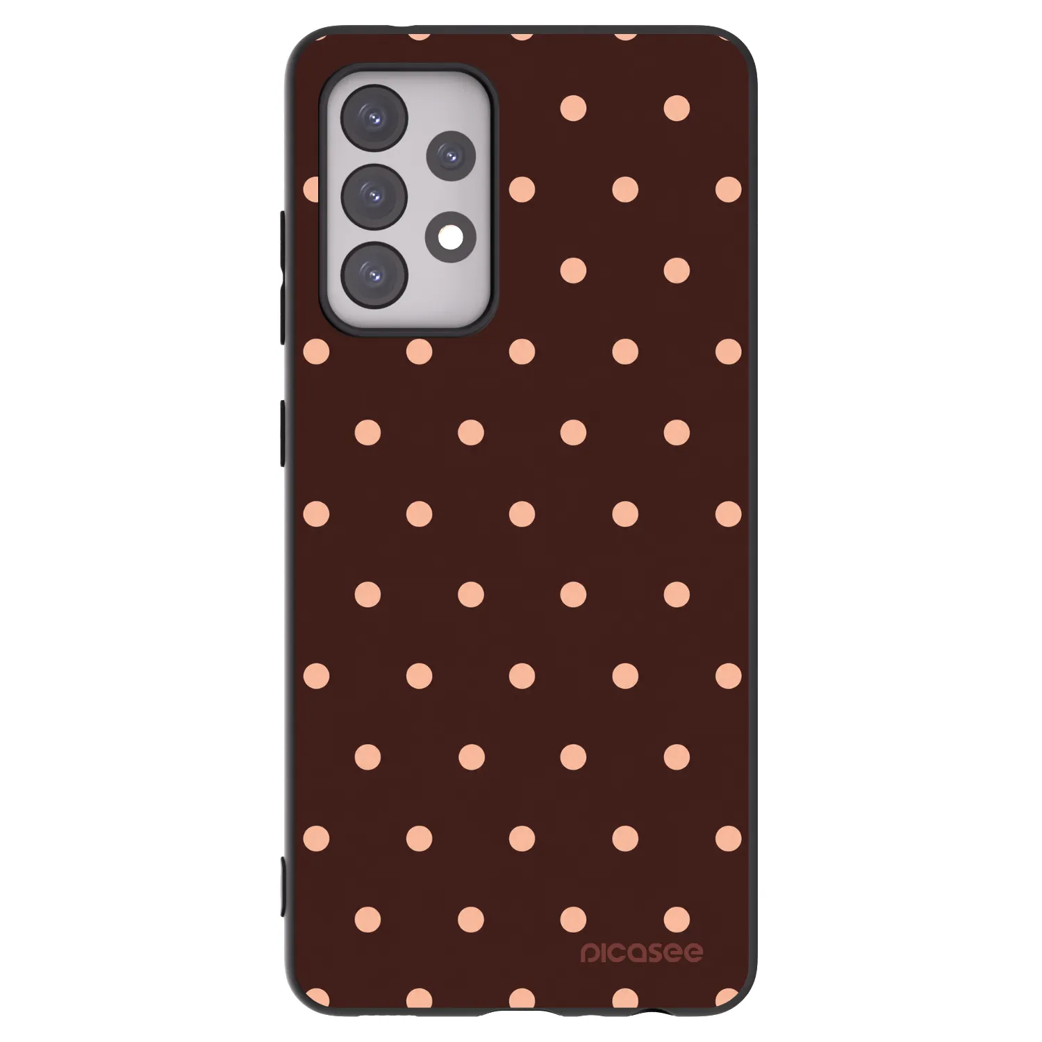 Picasee Samsung Galaxy A52 5G A525F Hülle - Schwarzes Silikon - Peach Dots & Chocolate