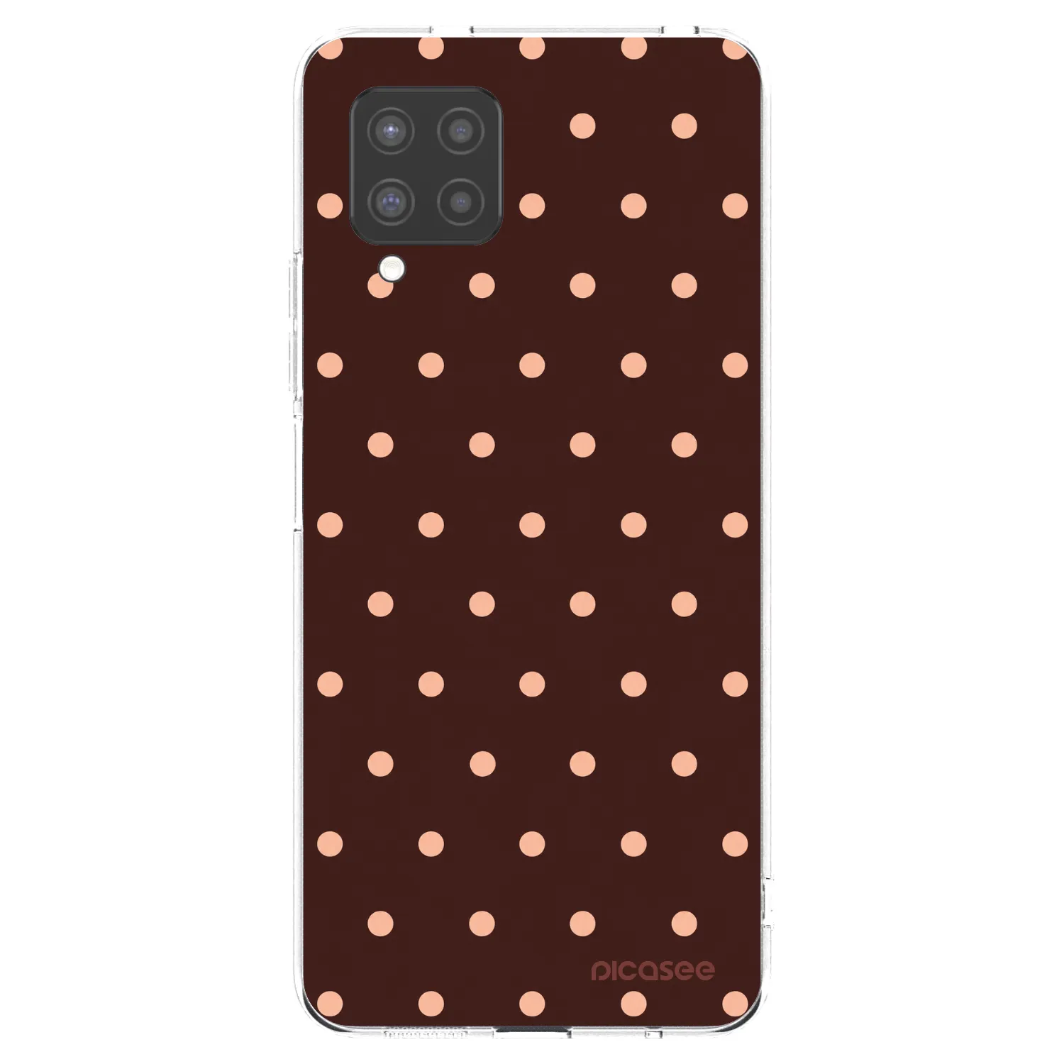 Picasee Samsung Galaxy A42 A426B Hülle - Transparentes Silikon - Peach Dots & Chocolate