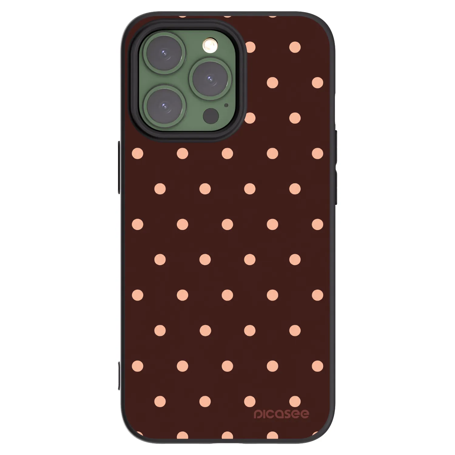 Picasee Apple iPhone 13 Pro Hülle - Schwarzes Silikon - Peach Dots & Chocolate