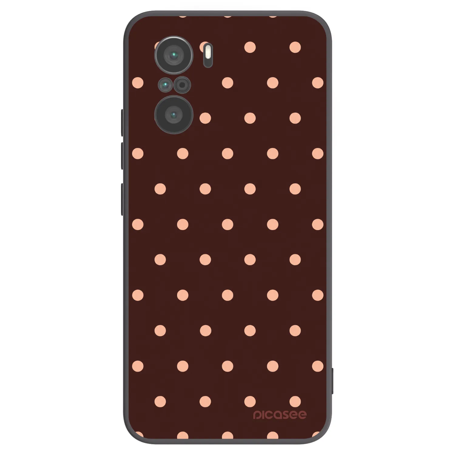 Picasee Xiaomi Poco F3 Hülle - Schwarzes Silikon - Peach Dots & Chocolate