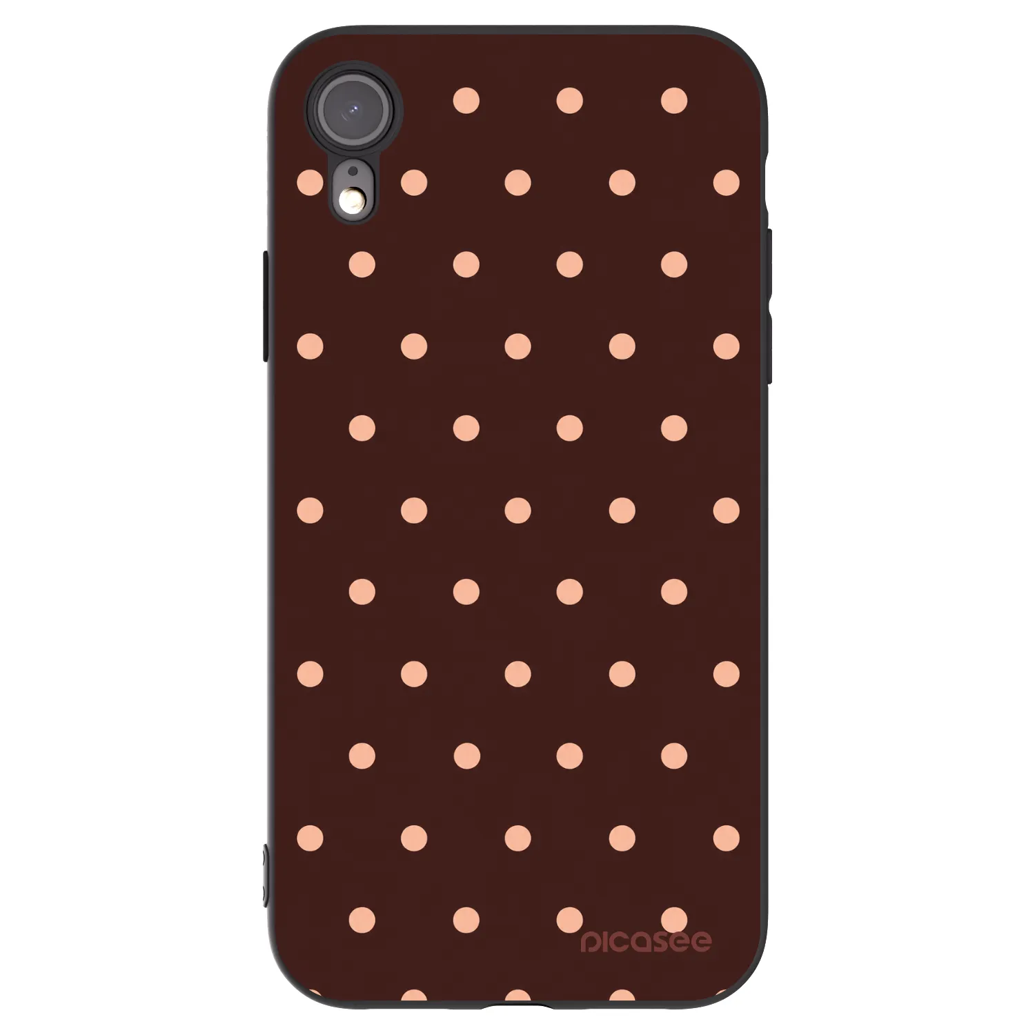 Picasee Apple iPhone XR Hülle - Schwarzes Silikon - Peach Dots & Chocolate