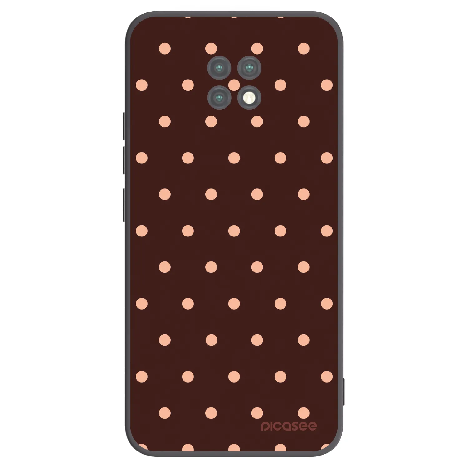 Picasee Xiaomi Redmi Note 9T Hülle - Schwarzes Silikon - Peach Dots & Chocolate