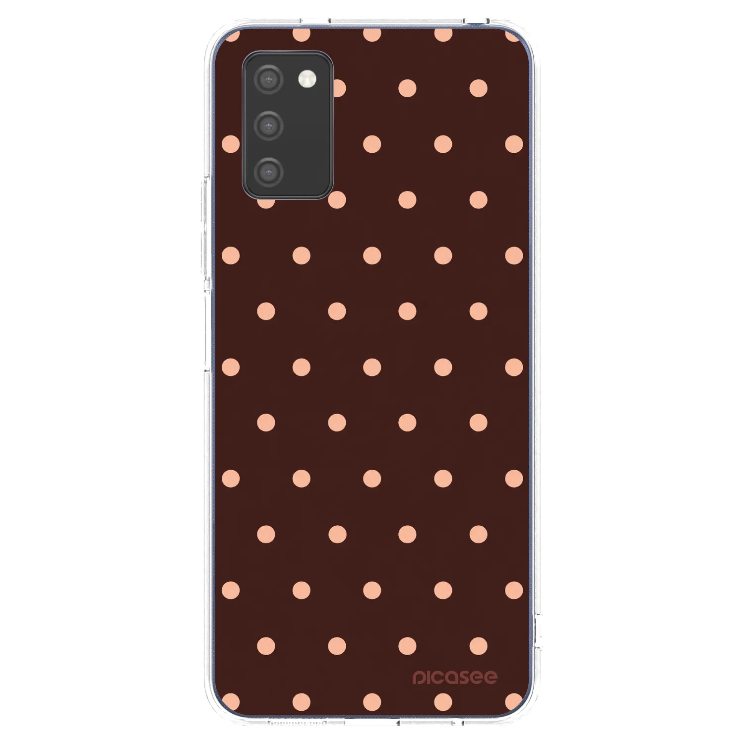 Picasee Samsung Galaxy A03s A037G Hülle - Transparentes Silikon - Peach Dots & Chocolate
