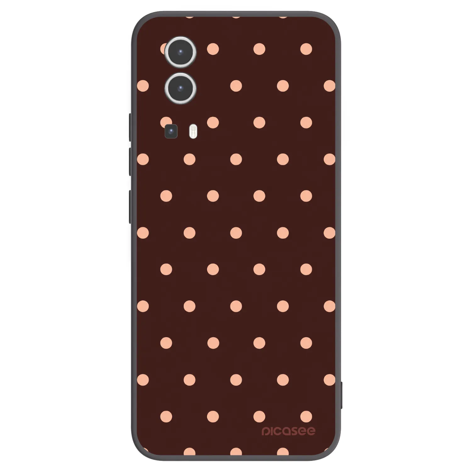 Picasee Vivo Y72 5G Hülle - Schwarzes Silikon - Peach Dots & Chocolate
