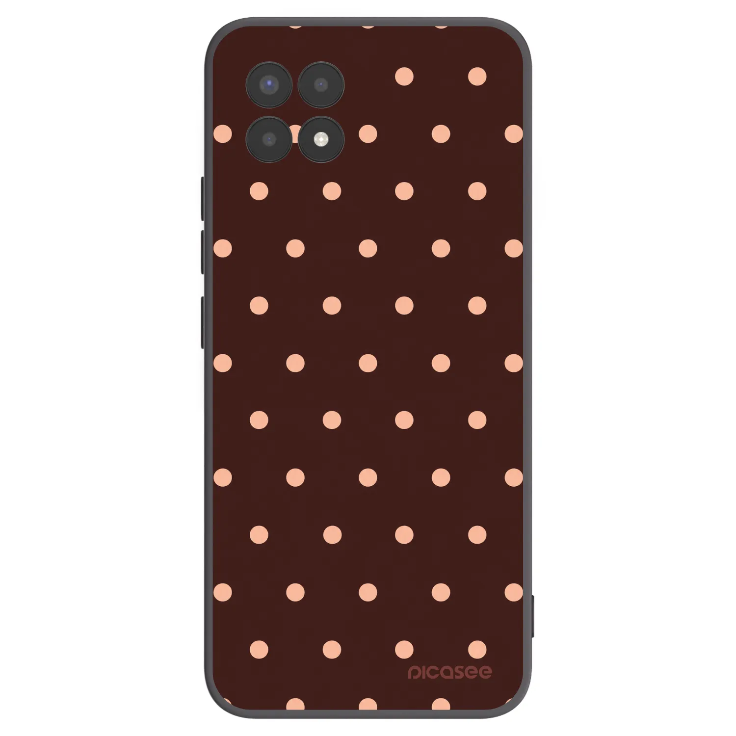 Picasee Realme 8i Hülle - Schwarzes Silikon - Peach Dots & Chocolate