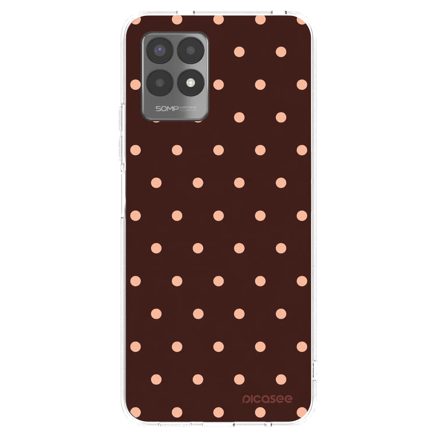 Picasee Realme 8i Hülle - Transparentes Silikon - Peach Dots & Chocolate