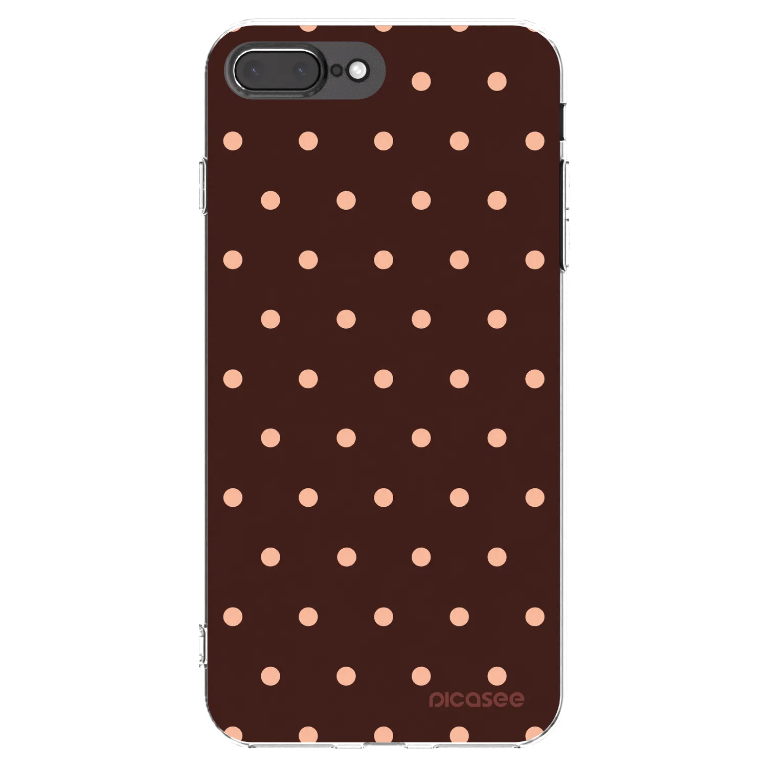 Picasee Apple iPhone 7 Plus Hülle - Transparentes Silikon - Peach Dots & Chocolate
