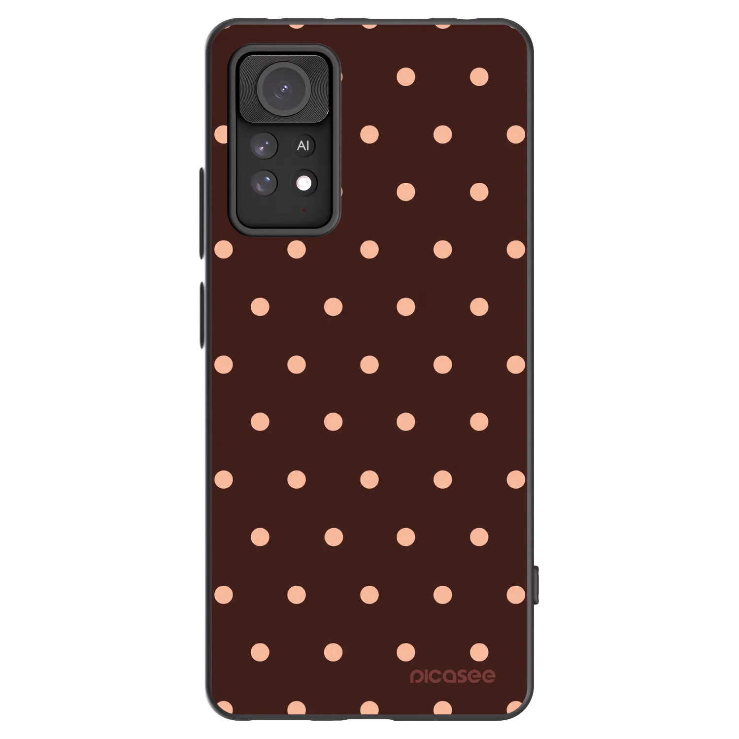 Picasee Xiaomi Redmi Note 11 Pro Hülle - Schwarzes Silikon - Peach Dots & Chocolate
