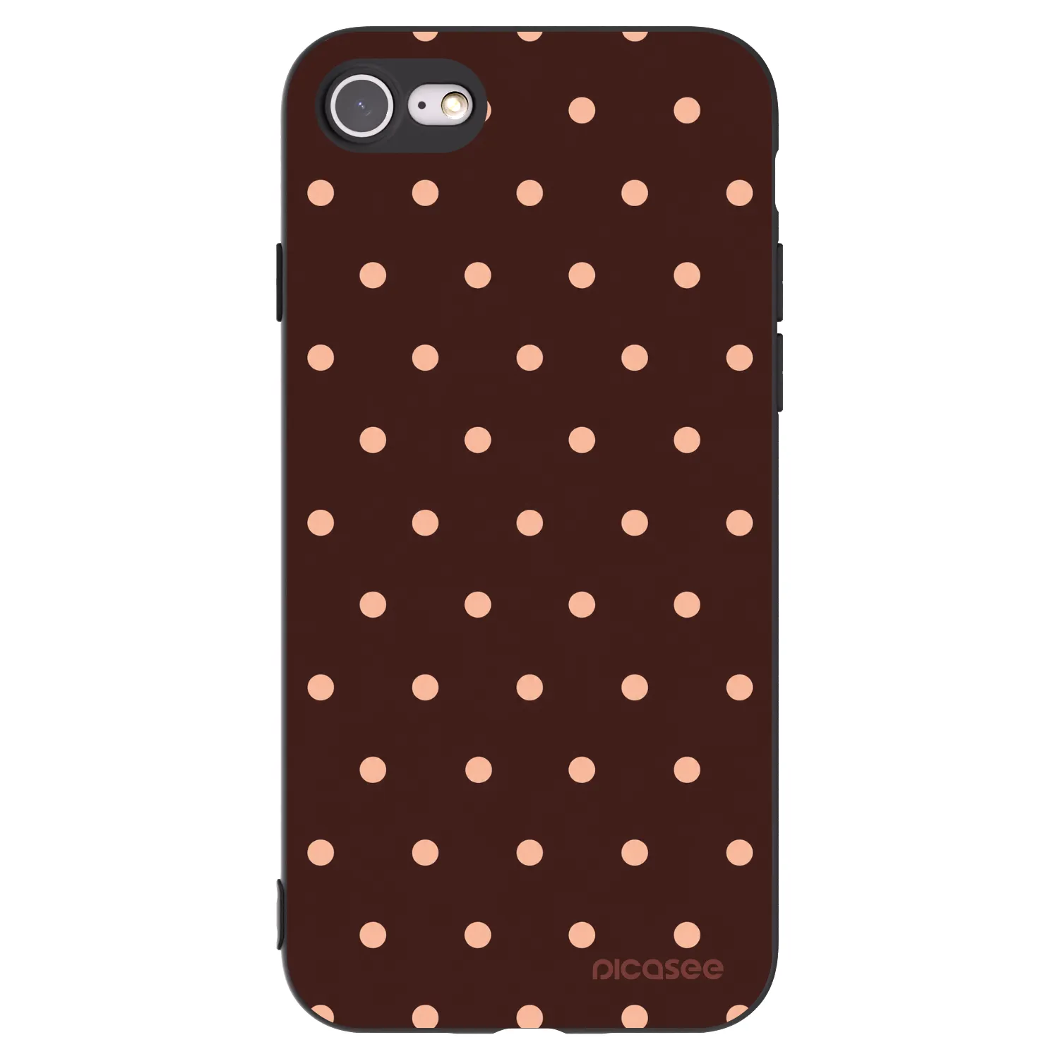 Picasee Apple iPhone SE 2022 Hülle - Schwarzes Silikon - Peach Dots & Chocolate