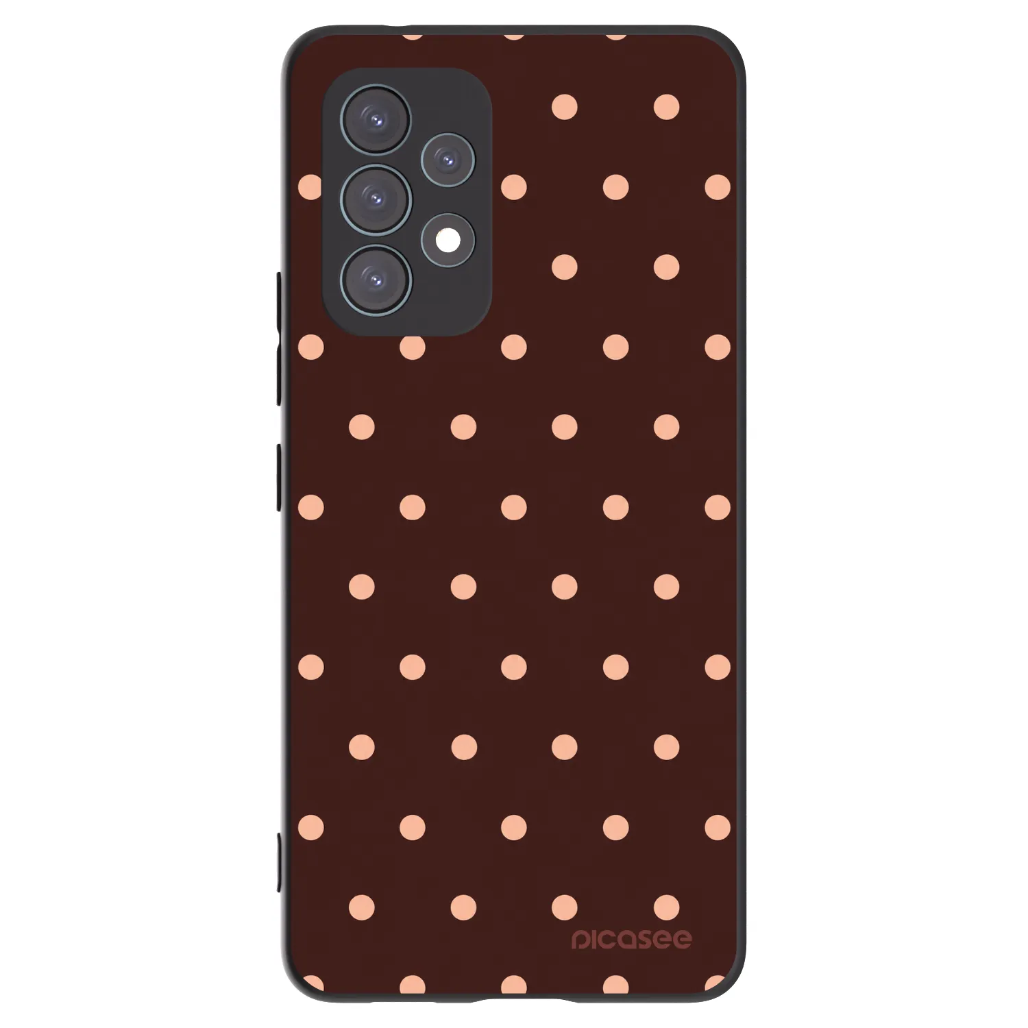 Picasee Samsung Galaxy A53 5G A536 Hülle - Schwarzes Silikon - Peach Dots & Chocolate