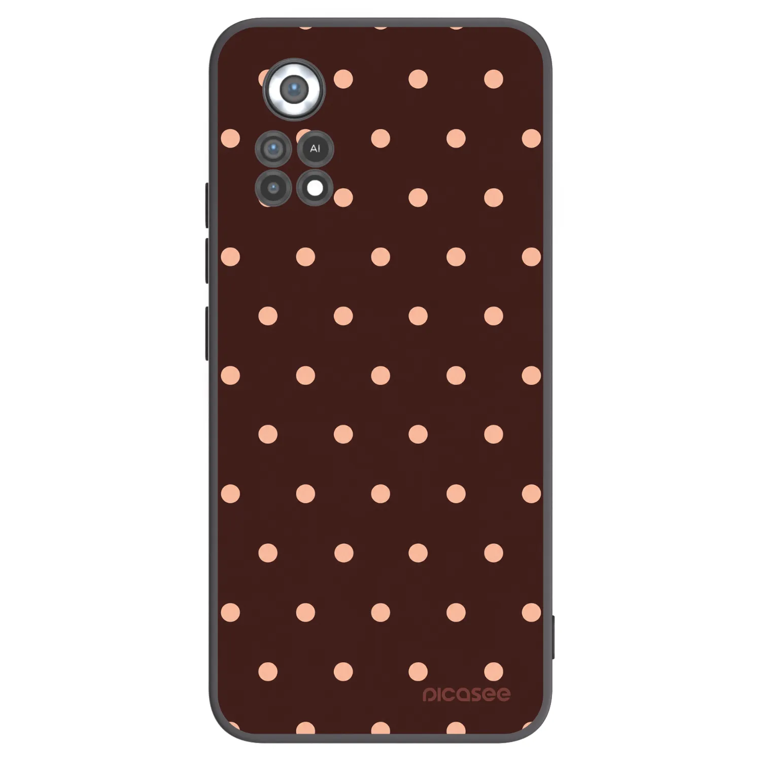 Picasee Xiaomi Poco X4 Pro 5G Hülle - Schwarzes Silikon - Peach Dots & Chocolate