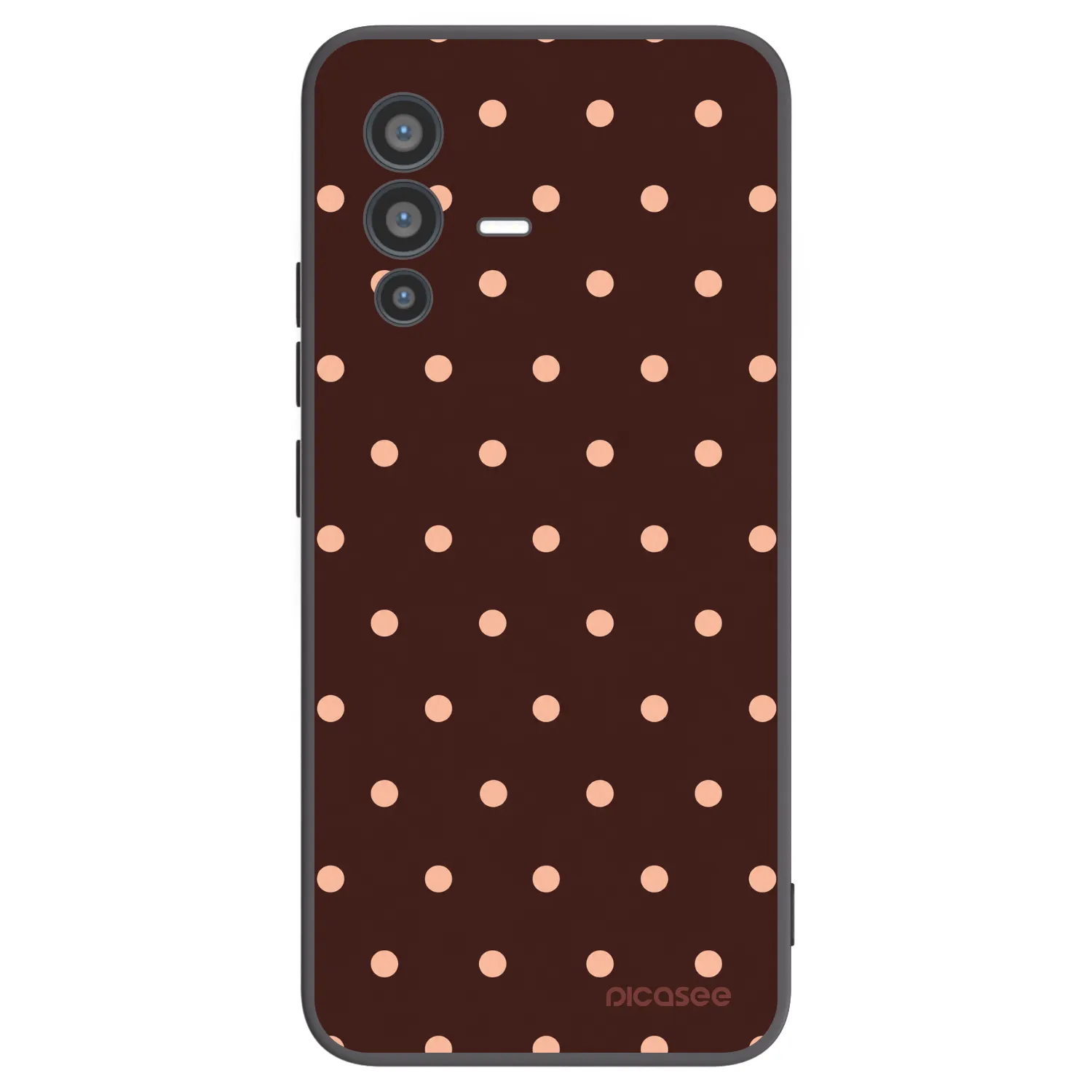 Picasee Vivo V23 5G Hülle - Schwarzes Silikon - Peach Dots & Chocolate