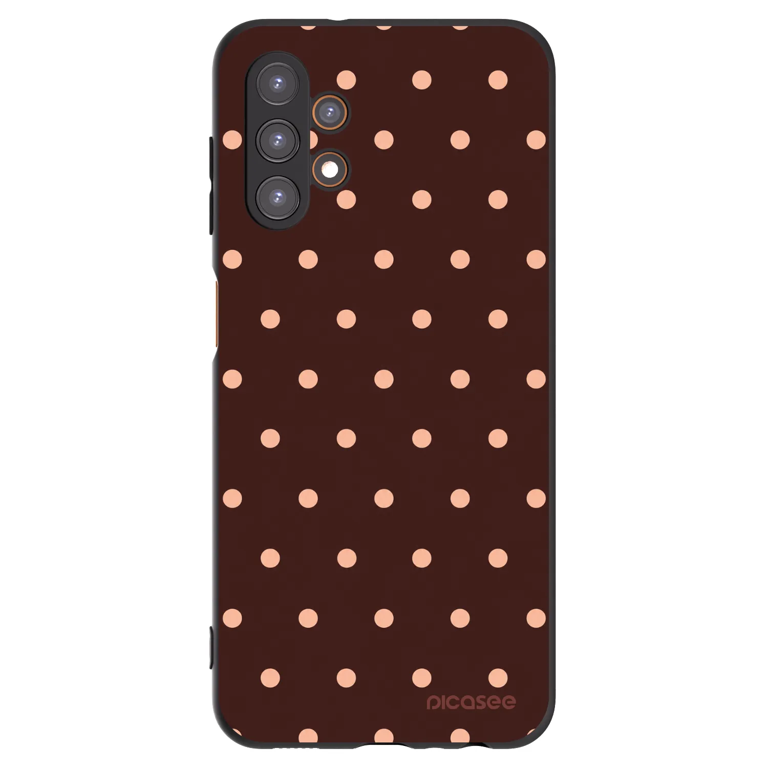 Picasee Samsung Galaxy A13 4G A135 Hülle - Schwarzes Silikon - Peach Dots & Chocolate