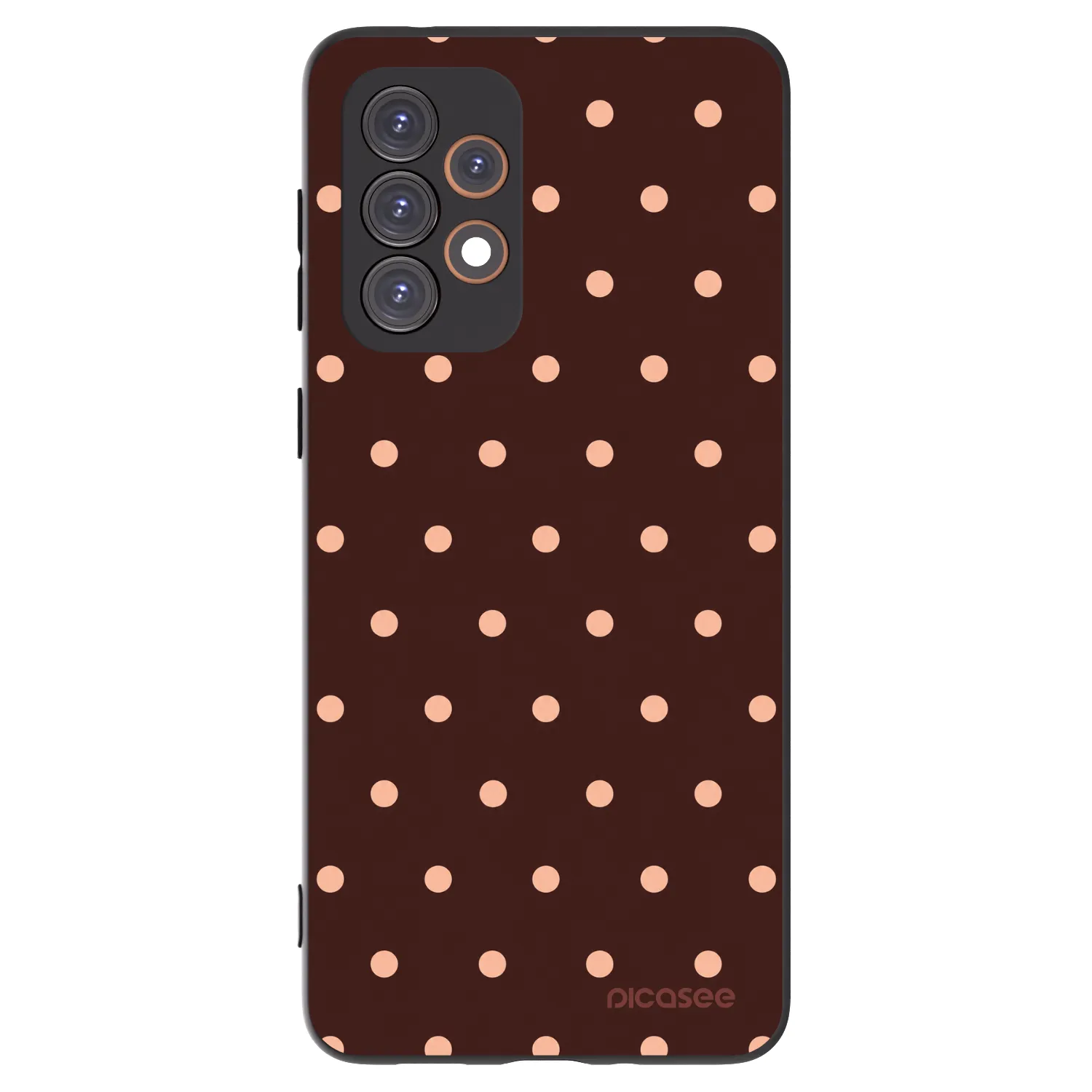 Picasee Samsung Galaxy A33 5G A336 Hülle - Schwarzes Silikon - Peach Dots & Chocolate