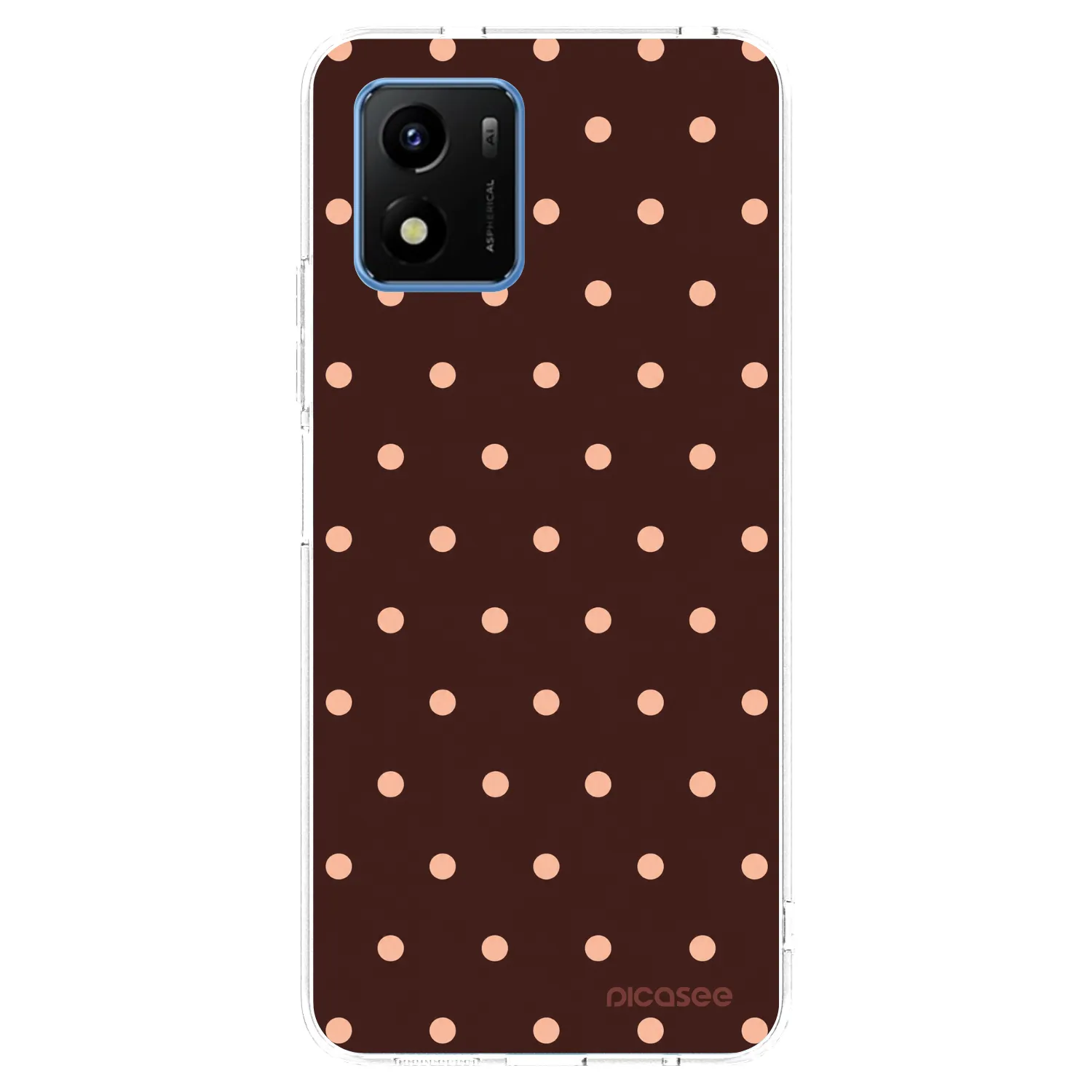 Picasee Vivo Y01 Hülle - Transparentes Silikon - Peach Dots & Chocolate