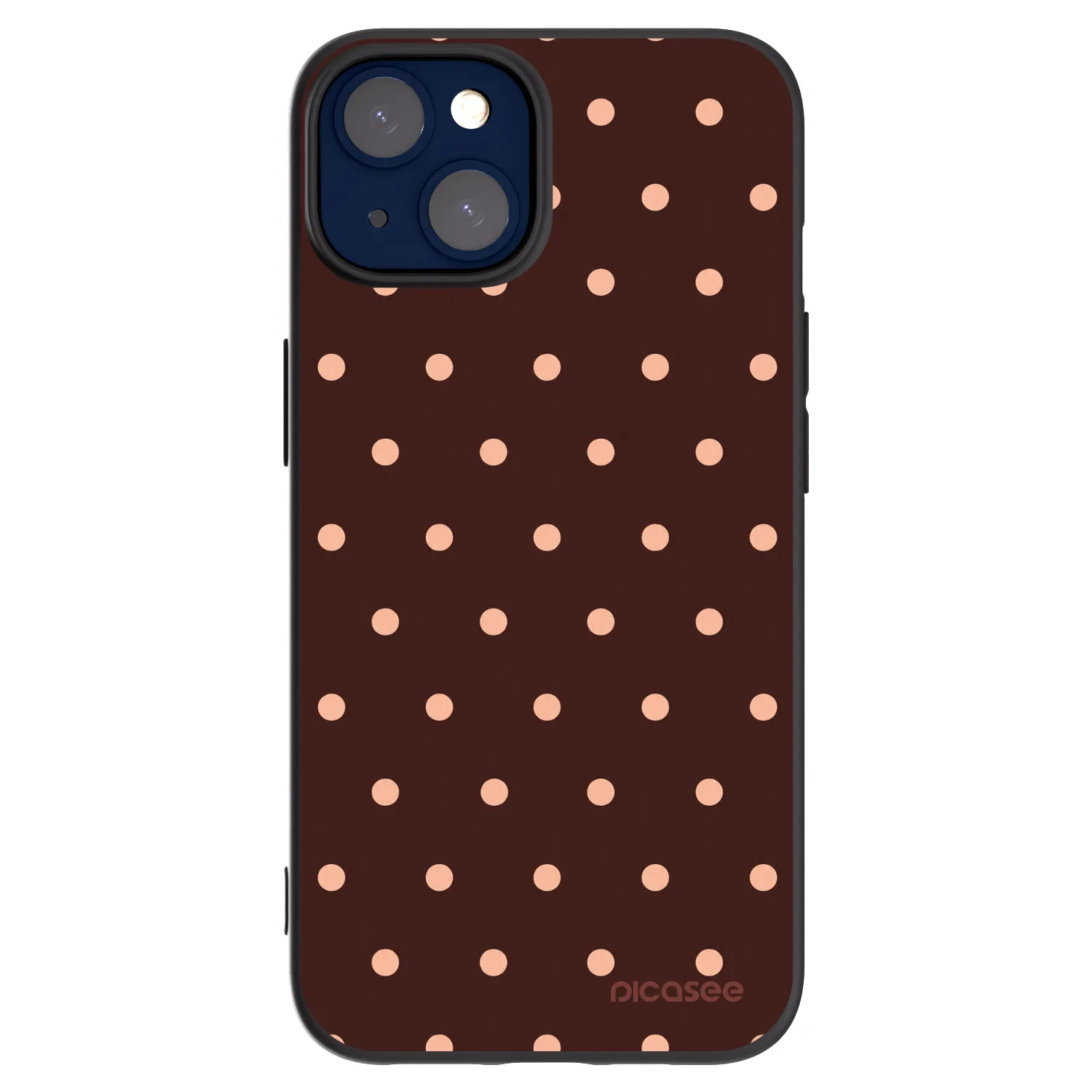Picasee Apple iPhone 14 Hülle - Schwarzes Silikon - Peach Dots & Chocolate