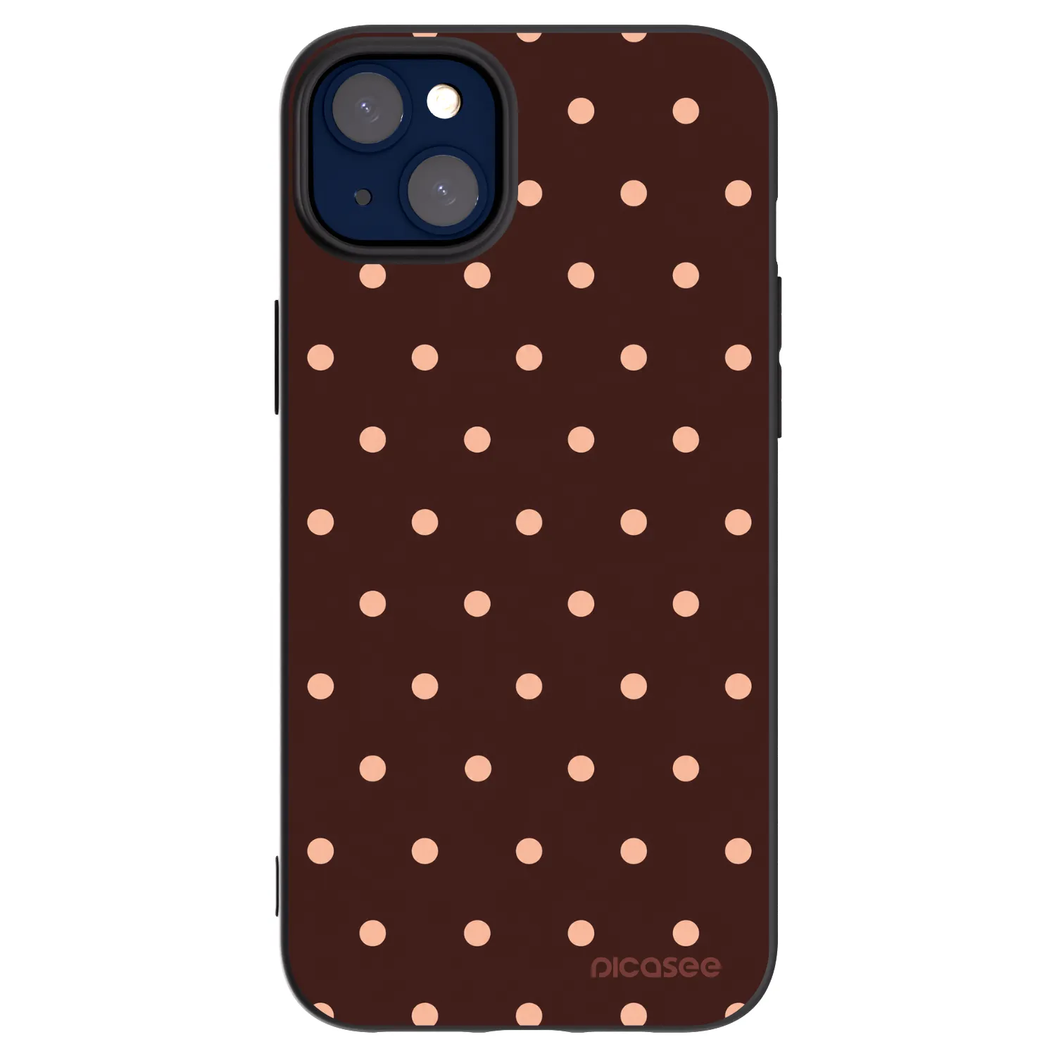 Picasee Apple iPhone 14 Plus Hülle - Schwarzes Silikon - Peach Dots & Chocolate