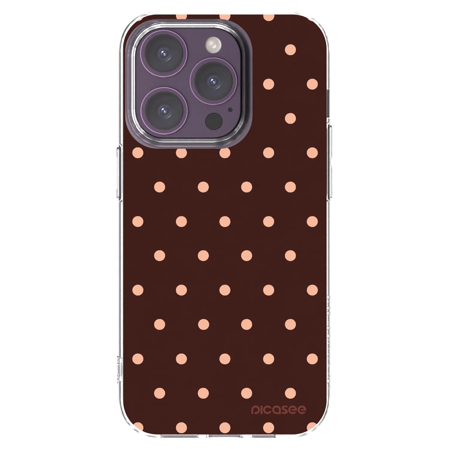 Picasee Apple iPhone 14 Pro Hülle - Transparentes Silikon - Peach Dots & Chocolate