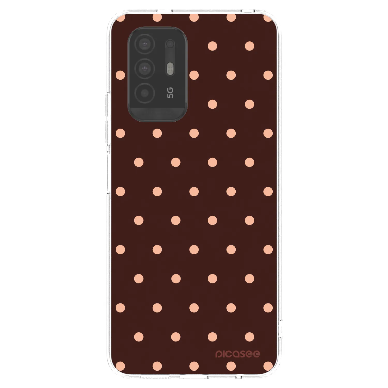 Picasee OPPO A94 5G Hülle - Transparentes Silikon - Peach Dots & Chocolate