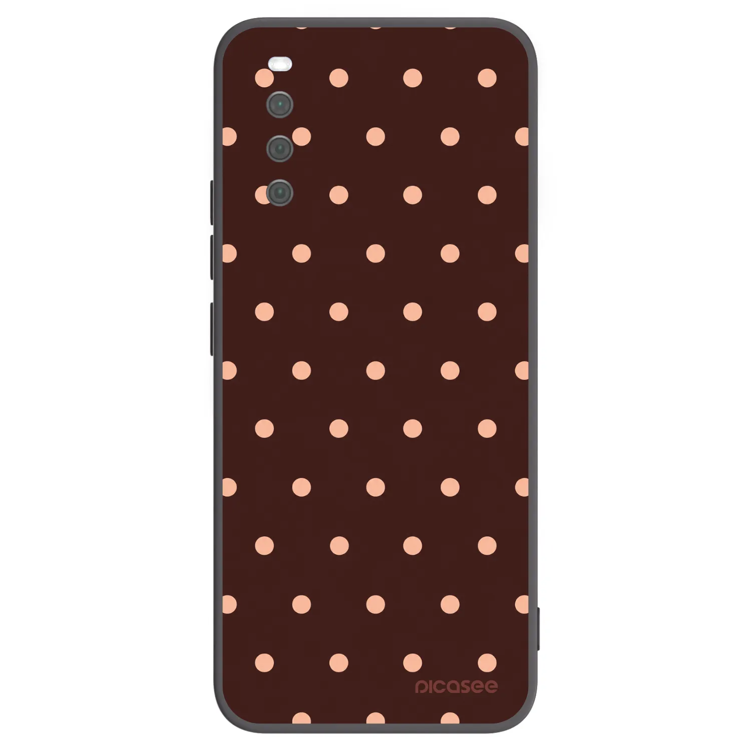 Picasee Sony Xperia 10 III Hülle - Schwarzes Silikon - Peach Dots & Chocolate