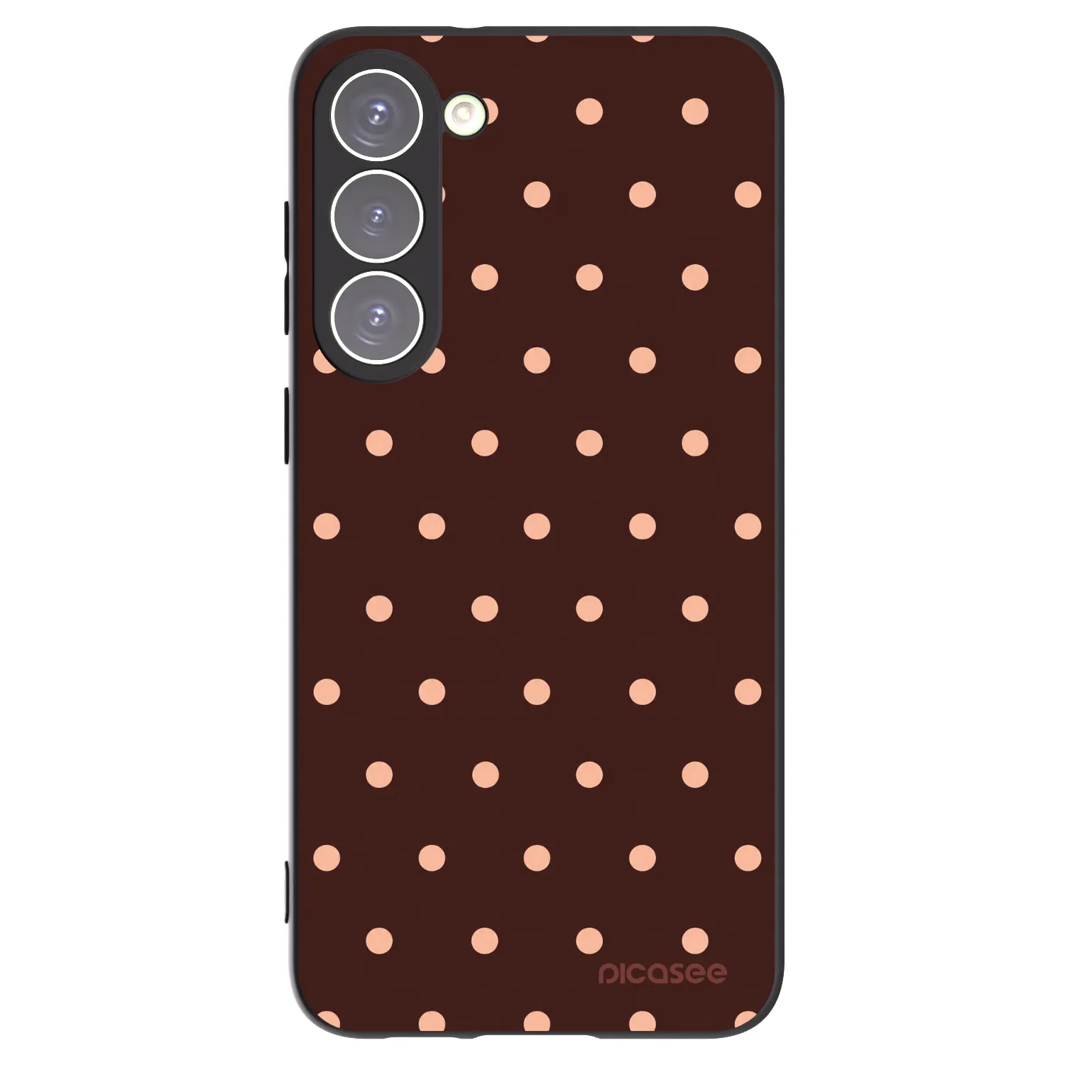 Picasee Samsung Galaxy S23+ 5G Hülle - Schwarzes Silikon - Peach Dots & Chocolate