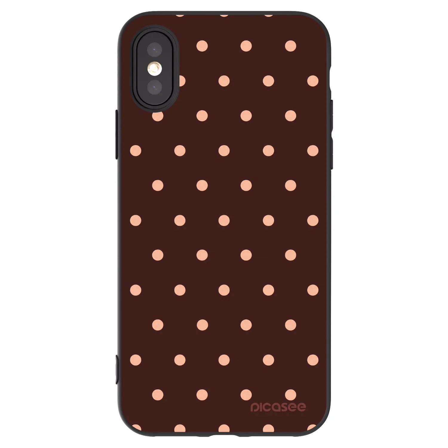 Picasee Apple iPhone X/XS Hülle - Schwarzes Silikon - Peach Dots & Chocolate