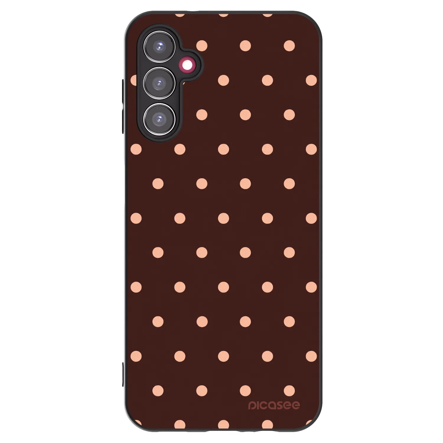 Picasee Samsung Galaxy A14 5G A146P Hülle - Schwarzes Silikon - Peach Dots & Chocolate