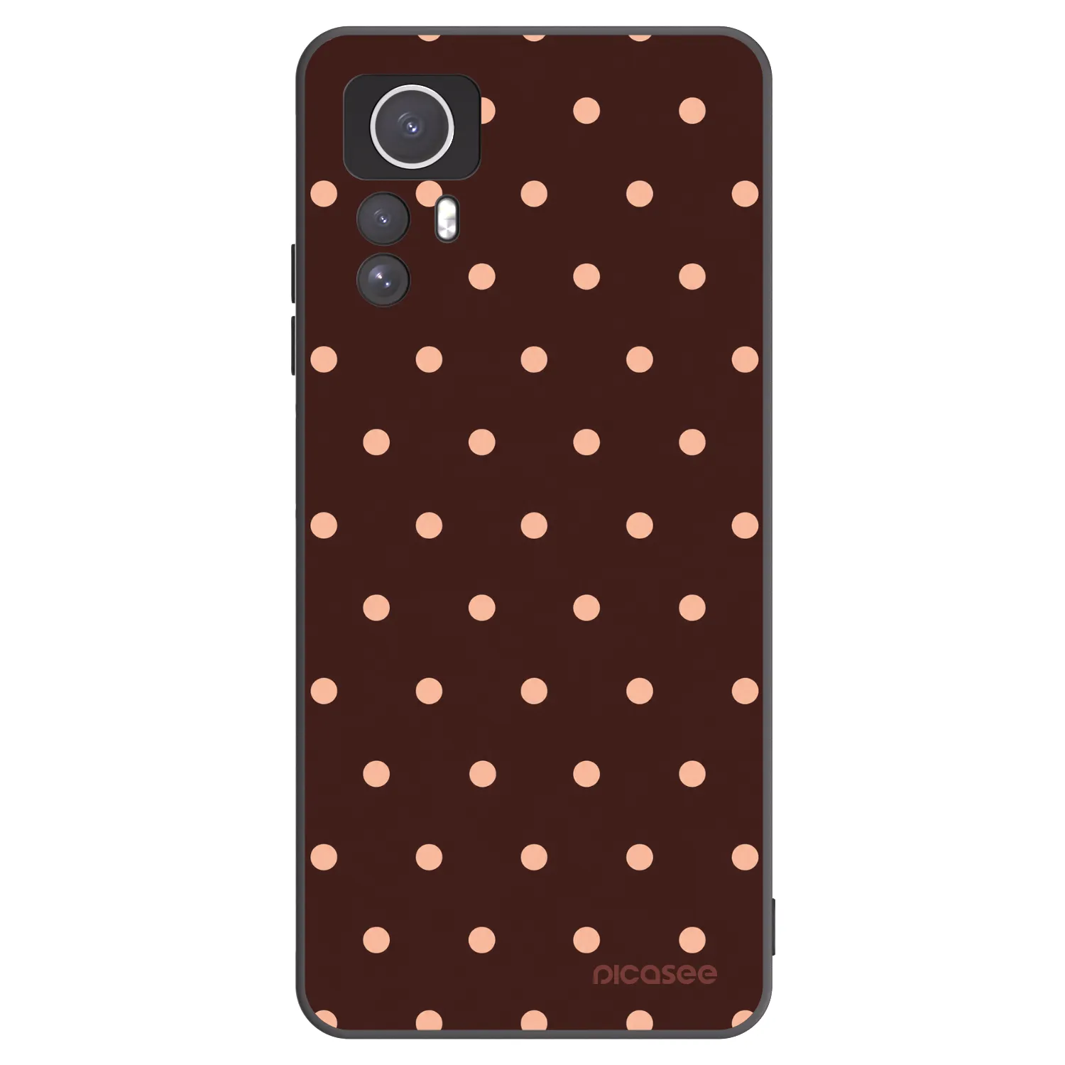 Picasee Xiaomi Redmi Note 12S Hülle - Schwarzes Silikon - Peach Dots & Chocolate