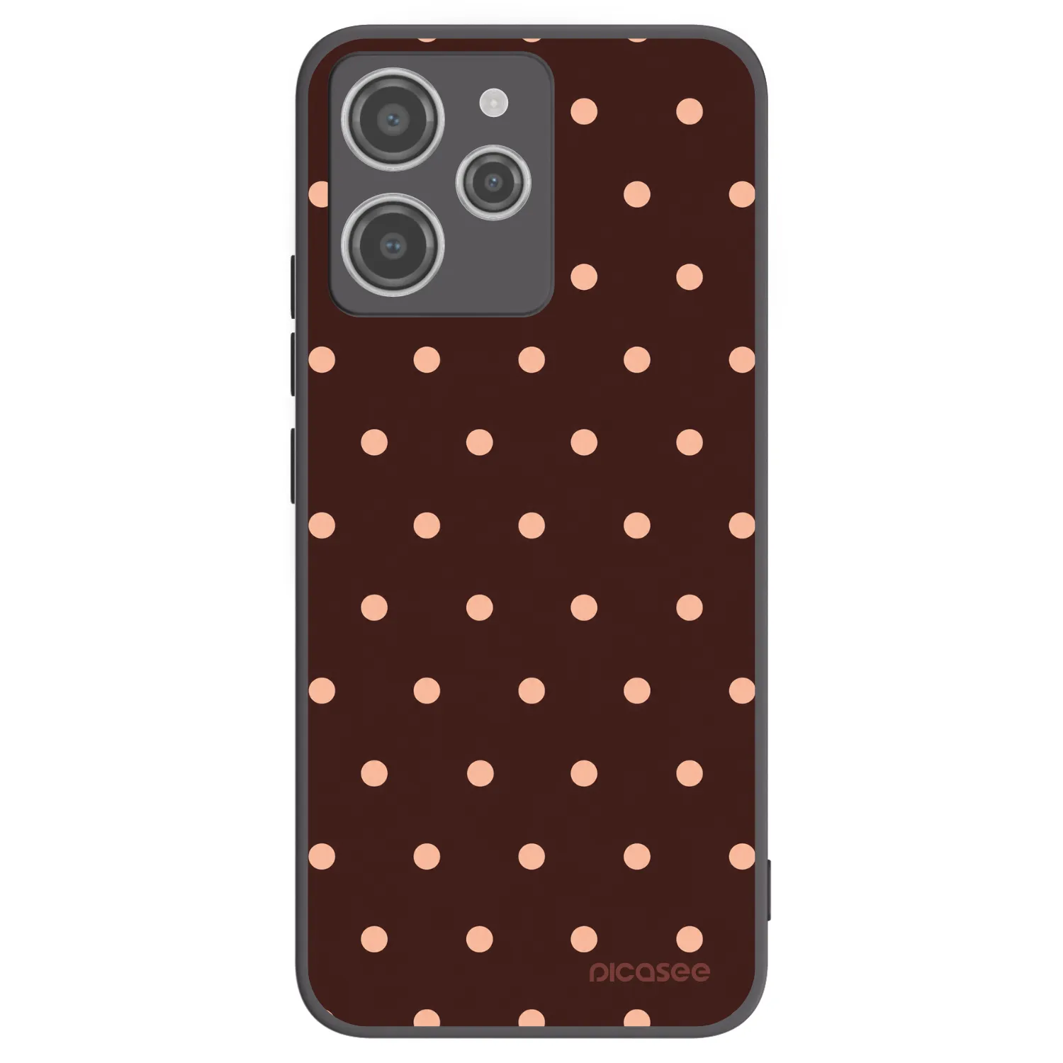 Picasee Xiaomi Redmi 12 4G Hülle - Schwarzes Silikon - Peach Dots & Chocolate