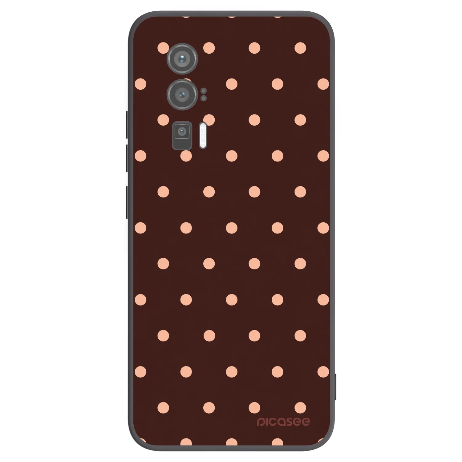 Picasee Xiaomi Poco F5 Pro 5G Hülle - Schwarzes Silikon - Peach Dots & Chocolate